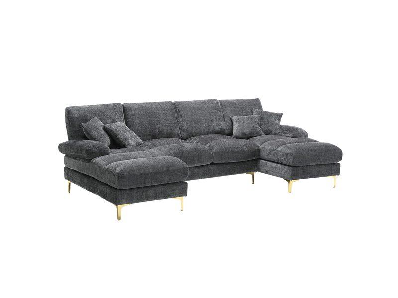 canapé d'angle canapé élégant en forme de u avec siège confortable, tissu chenille de haute qualité et détails élégants canapé d'angle canapé élégant en forme de u avec siège confortable, tissu chenille de haute qualité et détails élégants