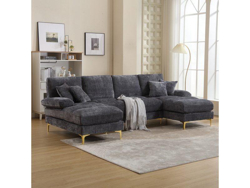 canapé d'angle canapé élégant en forme de u avec siège confortable, tissu chenille de haute qualité et détails élégants canapé d'angle canapé élégant en forme de u avec siège confortable, tissu chenille de haute qualité et détails élégants