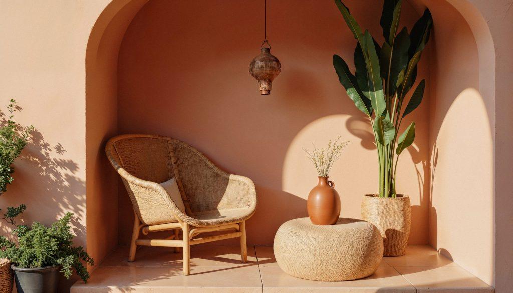 design d interieur exterieur bohemien avec lumiere naturelle