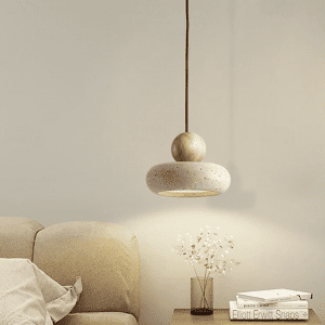 vintage pendant light with natural yellow agate stone, perfect for bedroom or restaurant