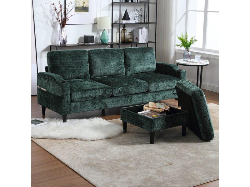 stool and storage sofa, 4 seater upholstered sofa with cup holder, armrests and side pockets for living room stool and storage sofa, 4 seater upholstered sofa with cup holder, armrests and side pockets for living room