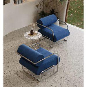 x&d traditional style designer hotel homestay light luxury reception chair stainless steel creative leisure bauhaus single sofa