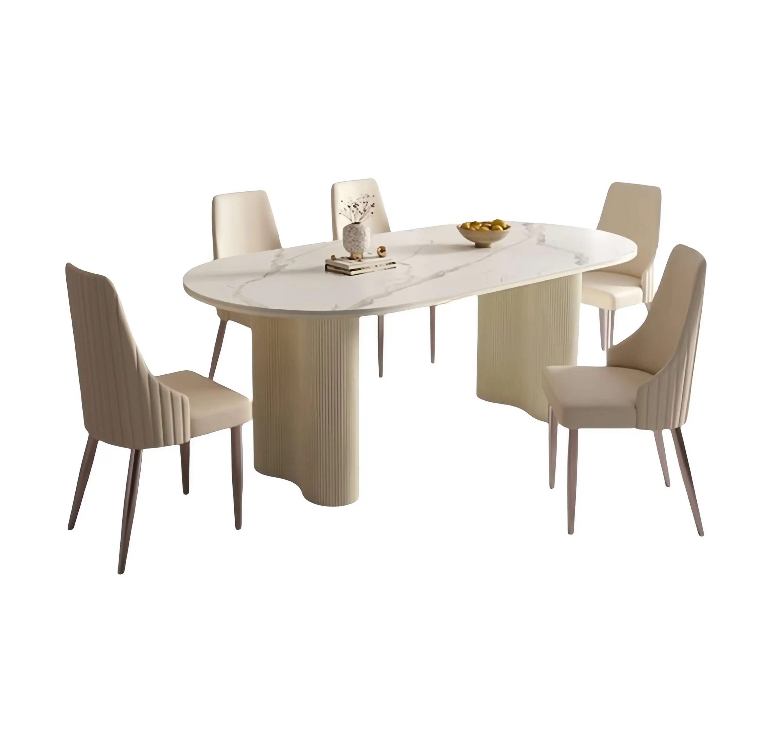 french light luxury cream wind rock board dining table small living room home furniture oval dining table 3