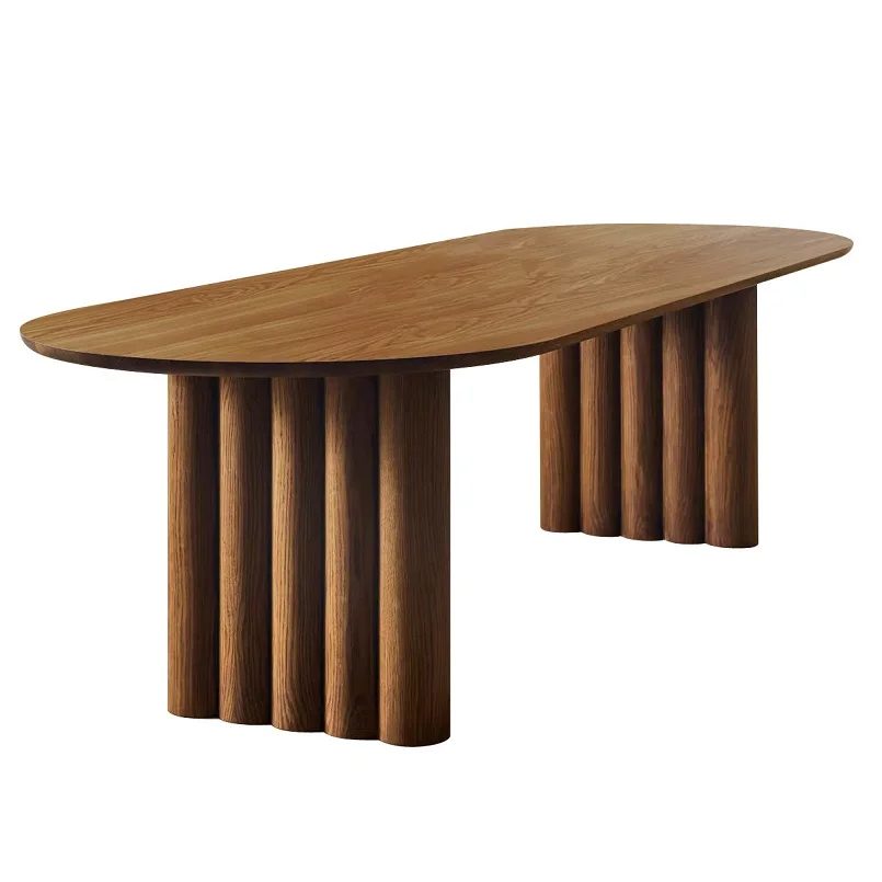 modern style solid wood base walnut color dining table home furniture for dining room 5
