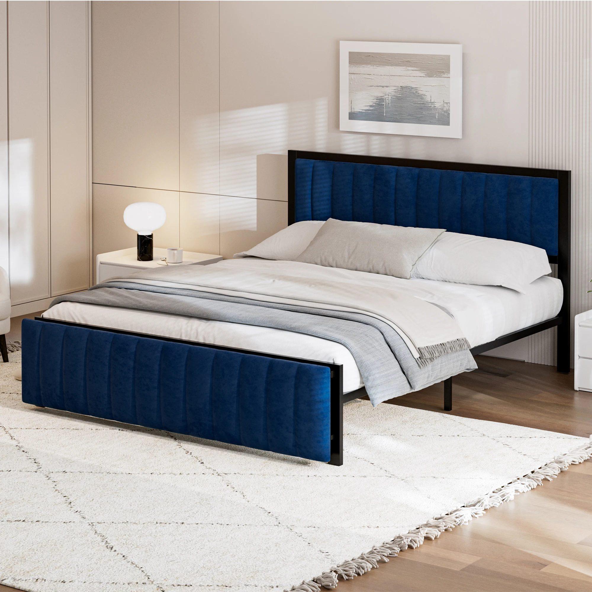 lvhom upholstered bed frame 160x200cm with an end bench foldable, multifunctional bed with storage space for bedroom 15