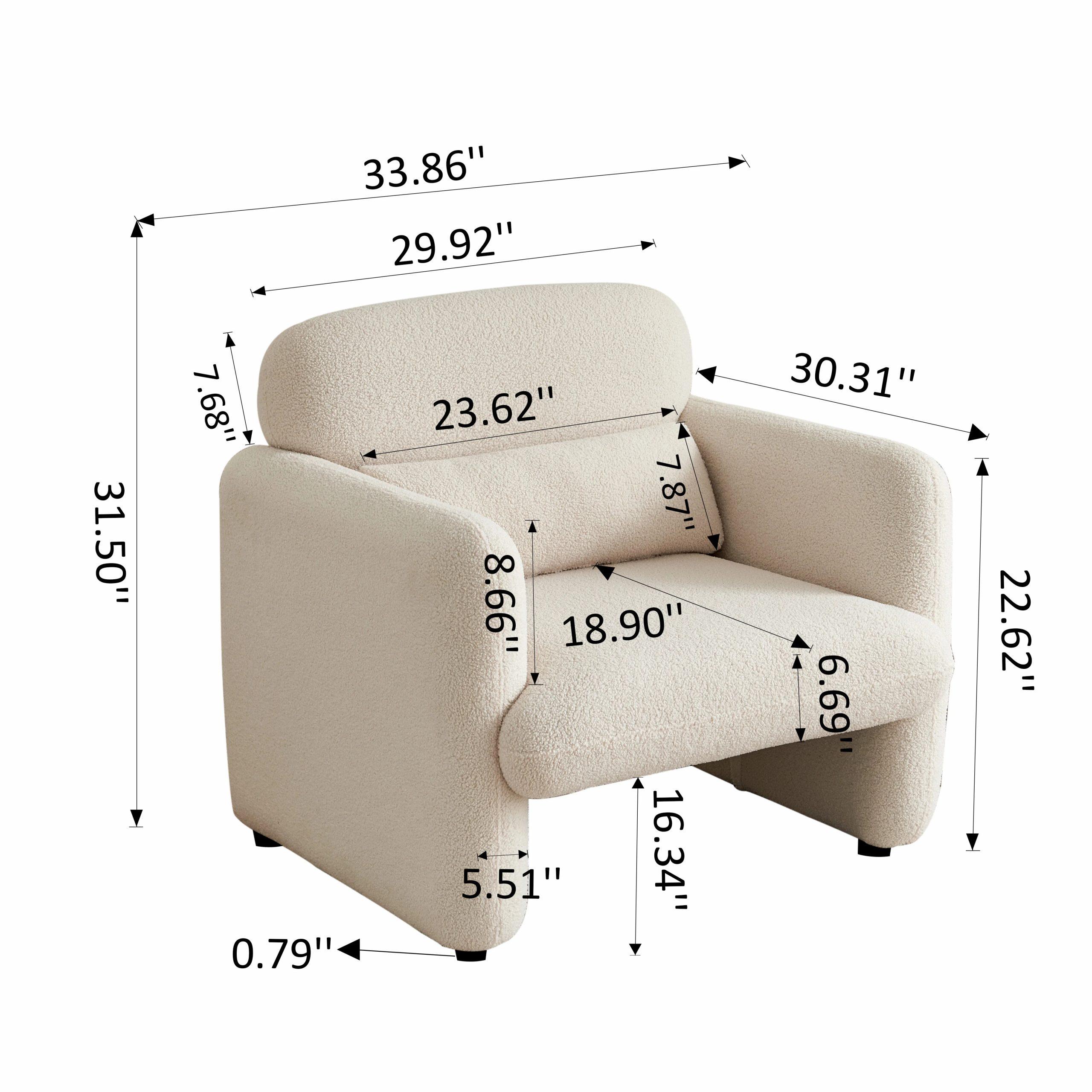 rosahqnda modern minimalist armchair single sofa chair upholstered lounge armchair thick pillow solid wood frame lambskin 9