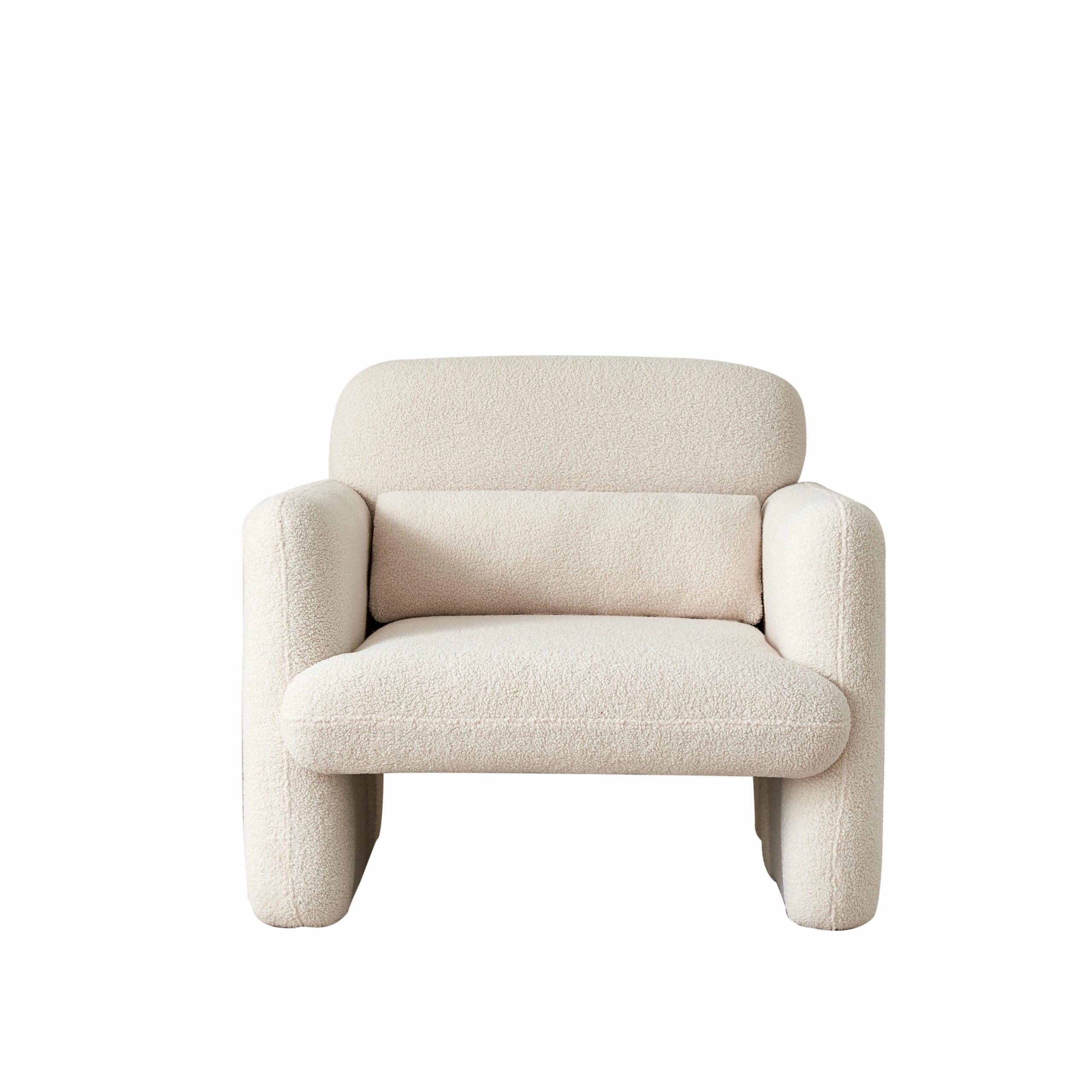 rosahqnda modern minimalist armchair single sofa chair upholstered lounge armchair thick pillow solid wood frame lambskin 18