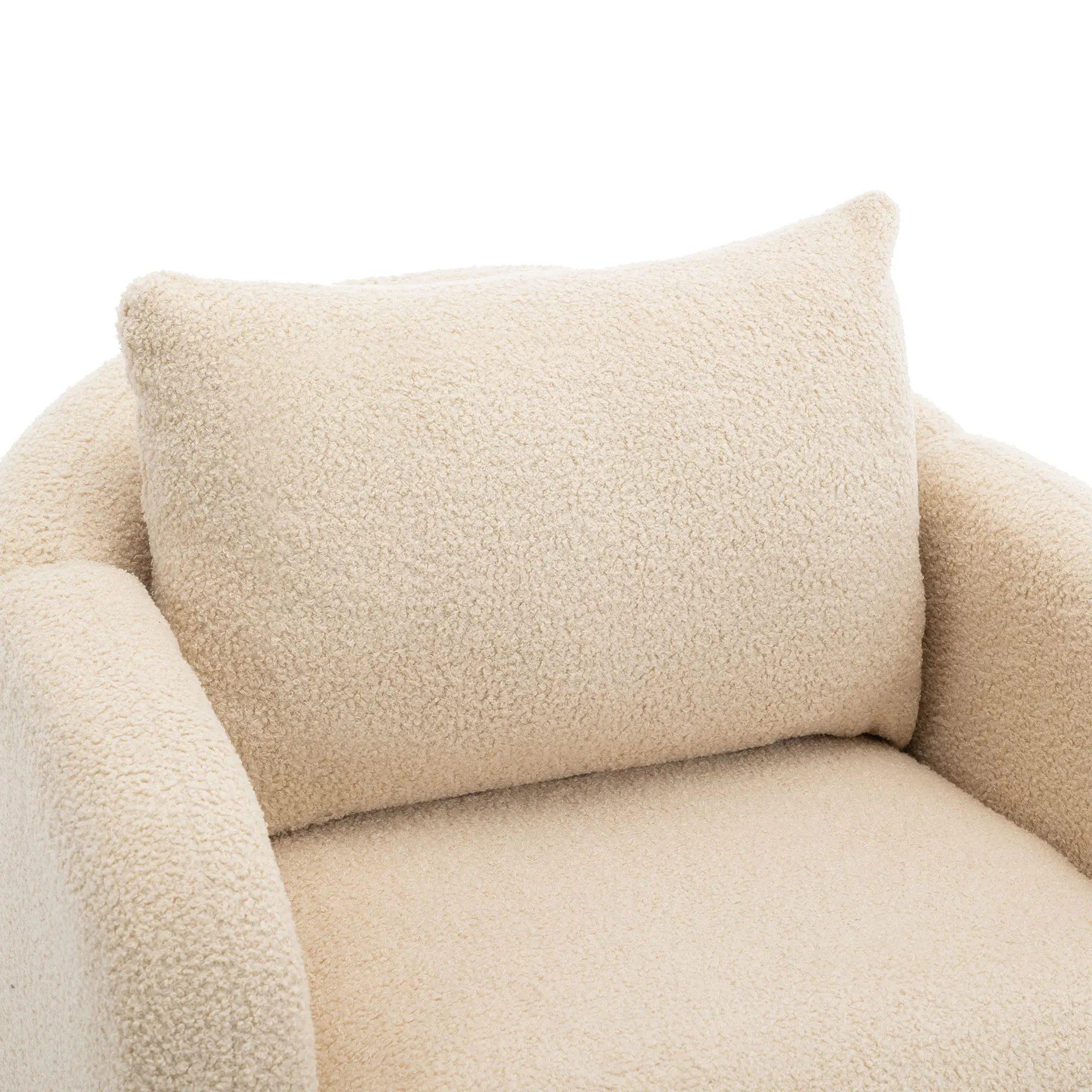 teddy velvet armchair with pillow extra thick pillow armchair, single sofa armchair, padded armchair, solid wood leg chair 4