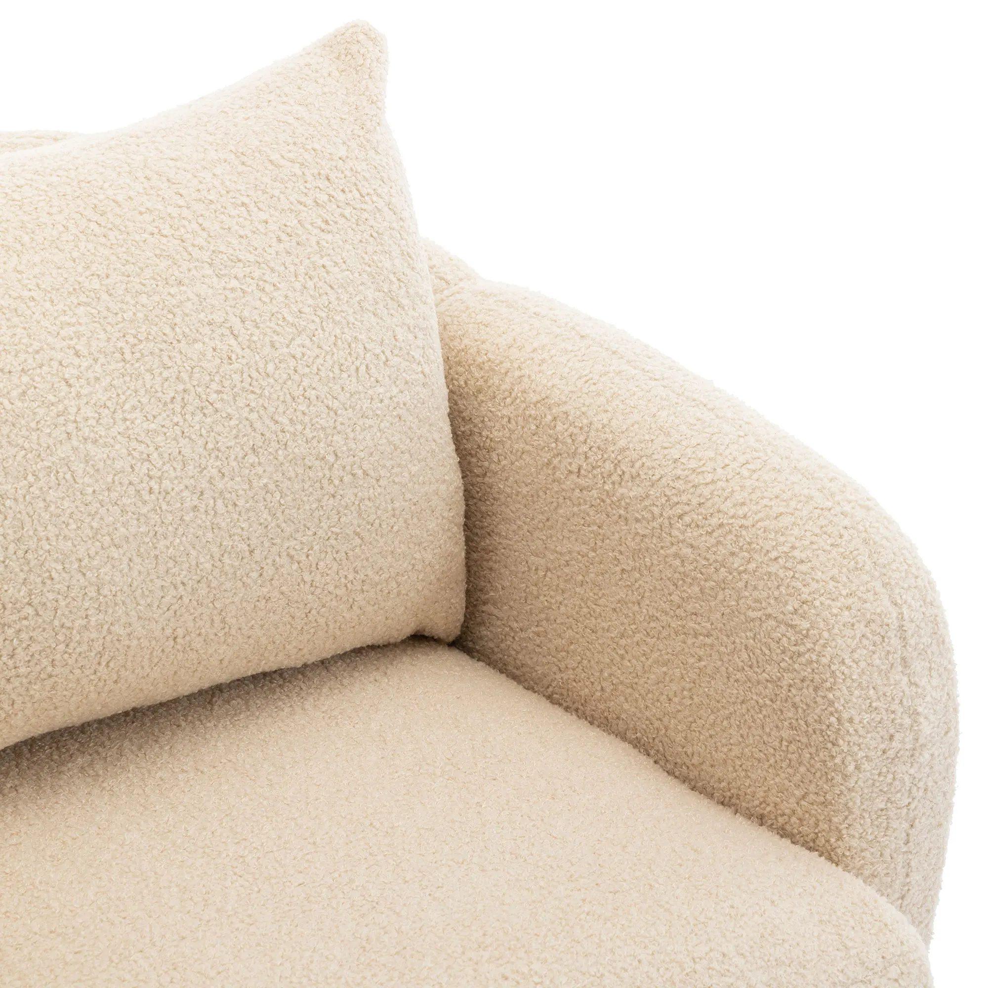 teddy velvet armchair with pillow extra thick pillow armchair, single sofa armchair, padded armchair, solid wood leg chair 7