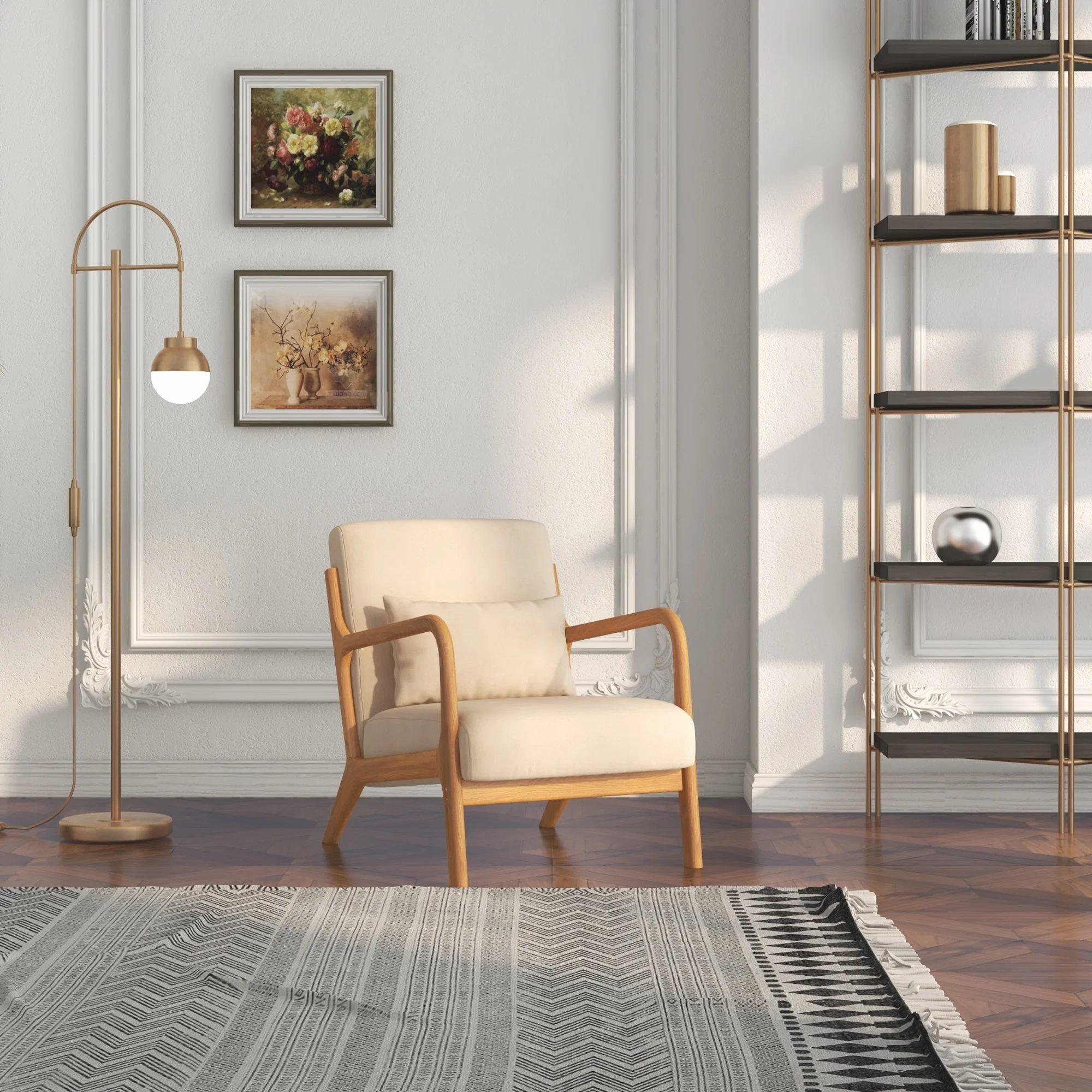 homcom nordic living room armchair with armrests cushion 61x78x76 cm beige 5