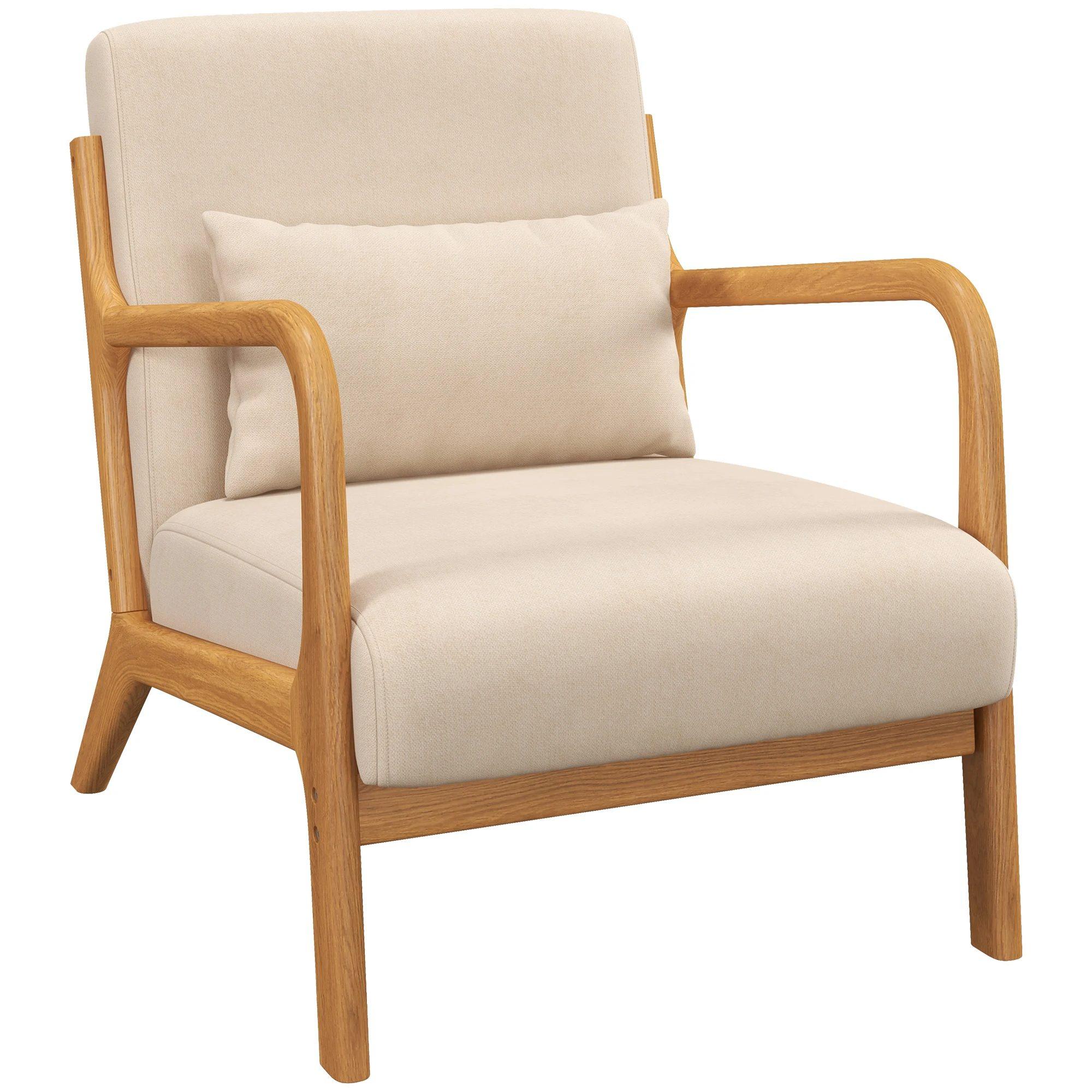 homcom nordic living room armchair with armrests cushion 61x78x76 cm beige 14