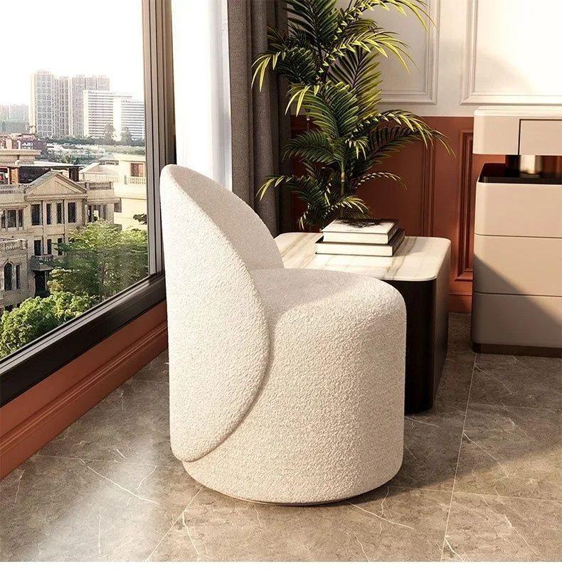 cream swivel barrel vanity chair, upholstered lystra accent chair with textured boucle fabric for bedroom or dressing area 10