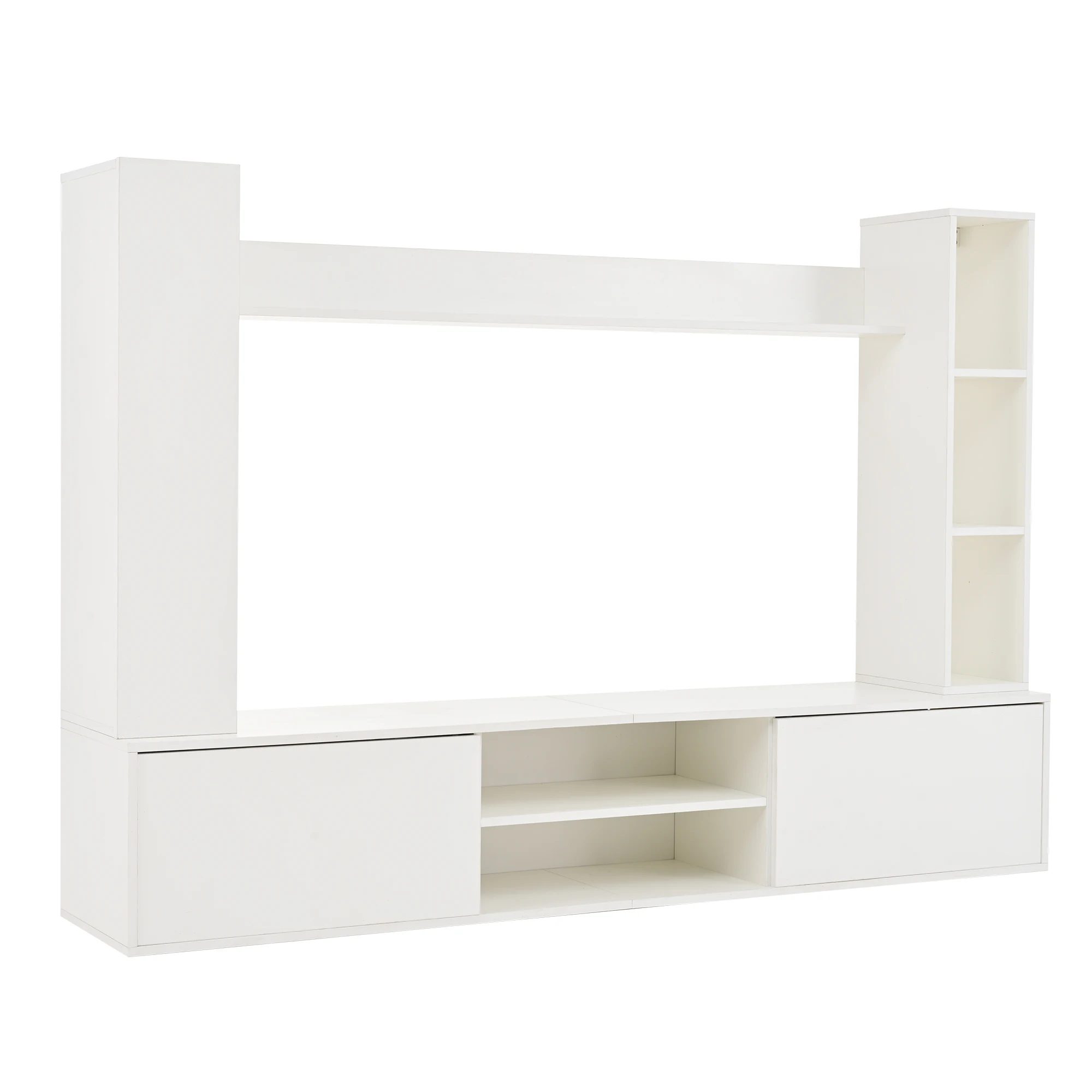 180*35*33.5cm tv wall unit set with display cabinets complete set, 4 pieces, media wall including tv board, standing shelf 27