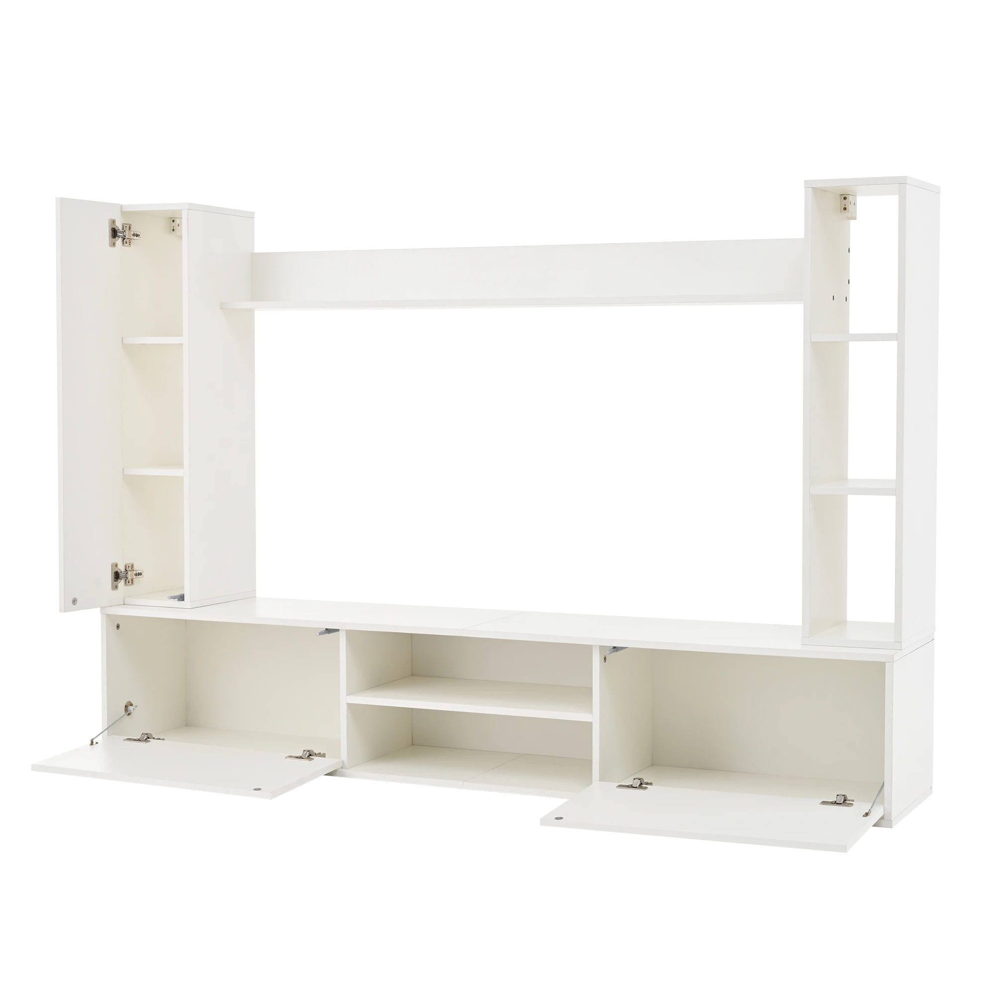 180*35*33.5cm tv wall unit set with display cabinets complete set, 4 pieces, media wall including tv board, standing shelf 28