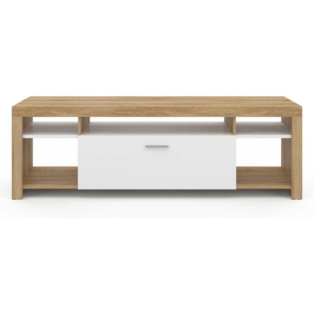 tv stand 140 cm malo wood and white cupboard 3