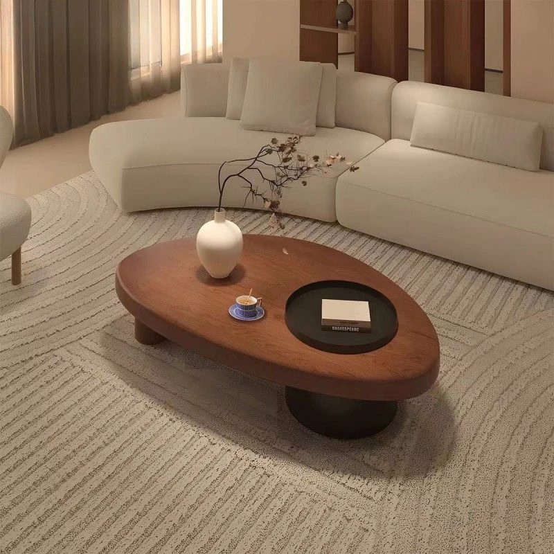 new antique style solid wood tea table, living room, household tea table, small apartment, creative storage, wooden tea table 3