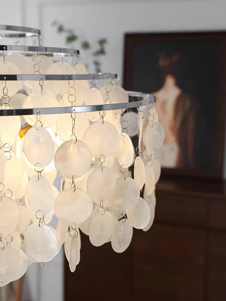luxury shell chandelier lighting for restaurant hotel living room pendant lights fixtures gold chrome lustre mood light 2