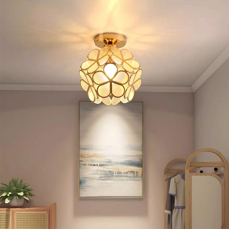 crystal petal ceiling light modern aisle porch balcony led lamps for bedroom living room corridor balcony hanging lights pendant 1