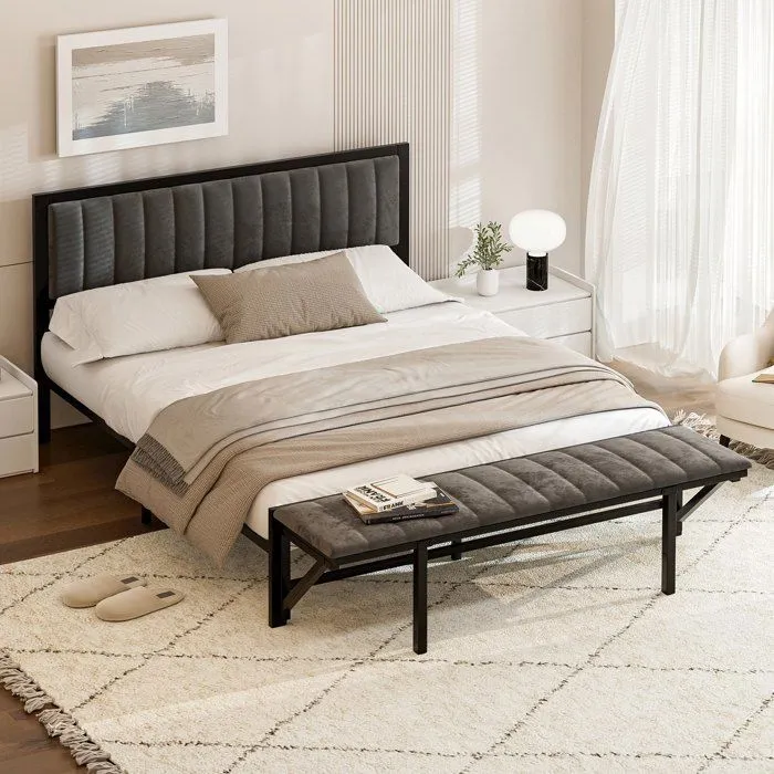 lvhom upholstered bed frame 160x200cm with an end bench foldable, multifunctional bed with storage space for bedroom lvhom upholstered bed frame 160x200cm with an end bench foldable, multifunctional bed with storage space for bedroom