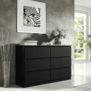 chest of drawers with 6 drawers 120 cm storage unit bedroom chest h: 79 cm, w: 120.5 cm, d: 39 cm chest of drawers adult bedroo