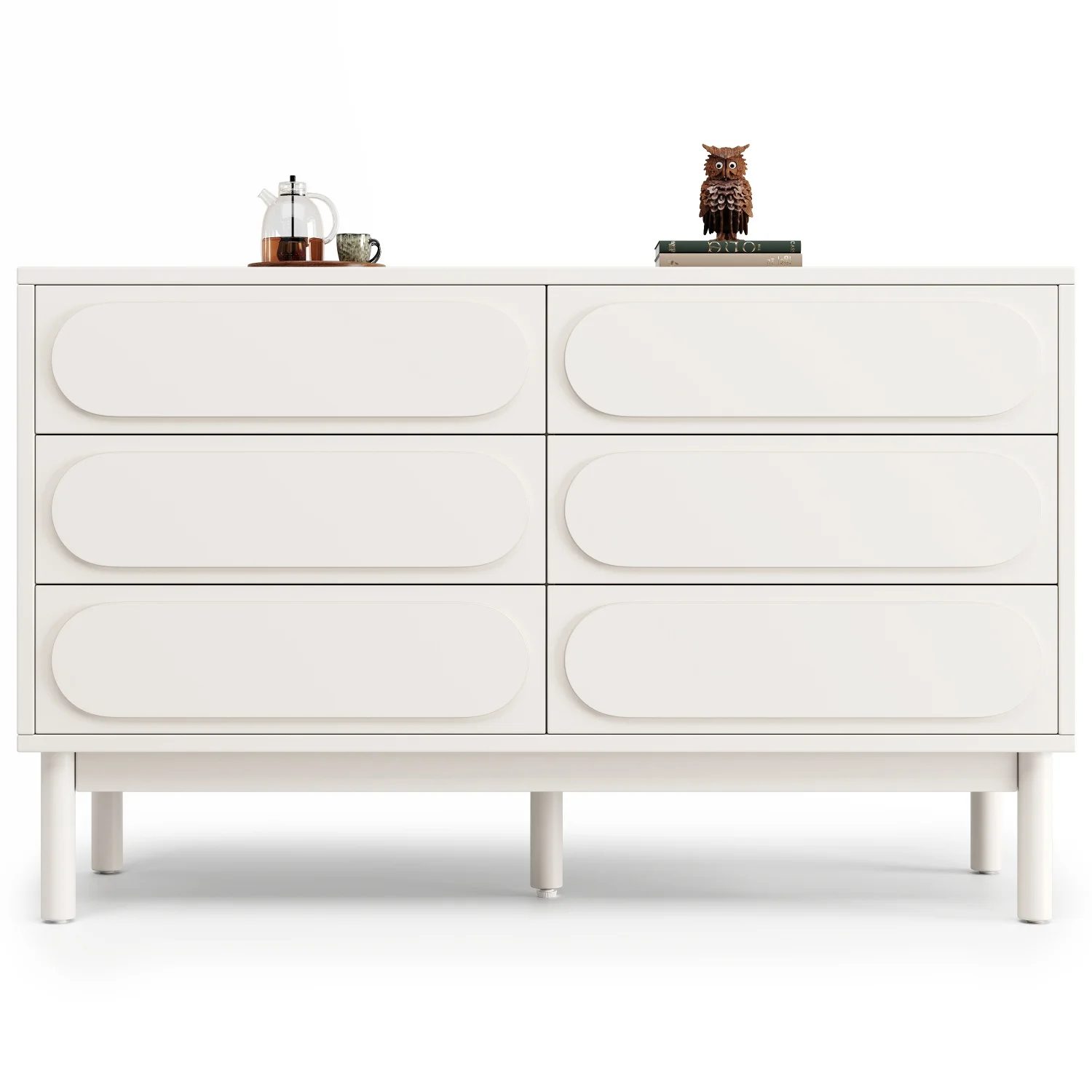 120x40x75cm drawer chest of drawers white lacquered 6 drawer with adjustable feet,storage cabinet for bedrooms, living room 5