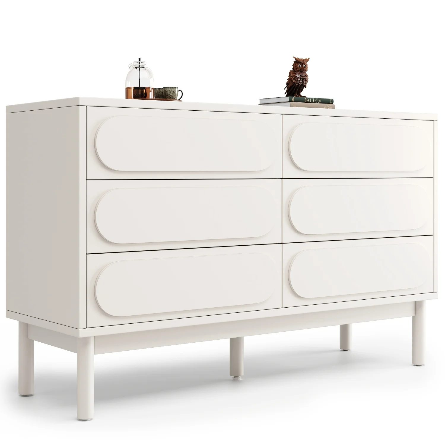 120x40x75cm drawer chest of drawers white lacquered 6 drawer with adjustable feet,storage cabinet for bedrooms, living room 16