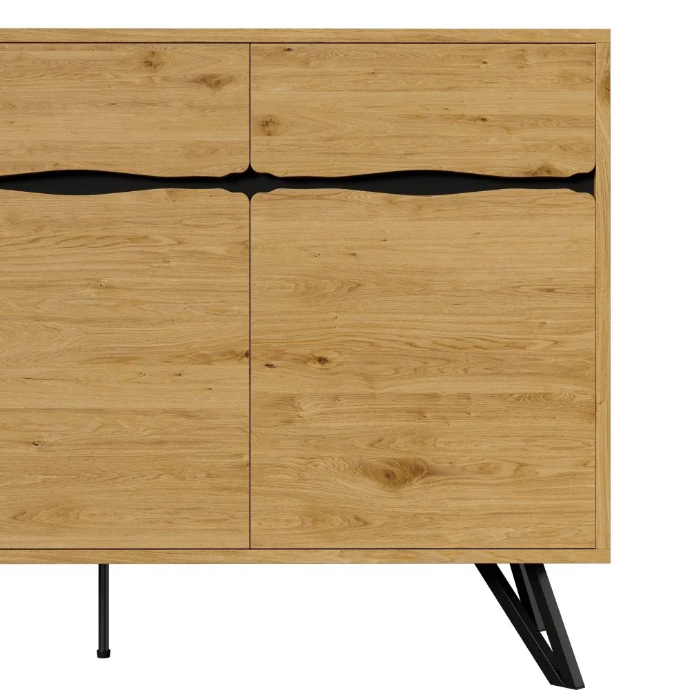 living room cabinet 3 door wooden sideboard with metal legs modern design, plenty of storage for living room dining room hallway 14