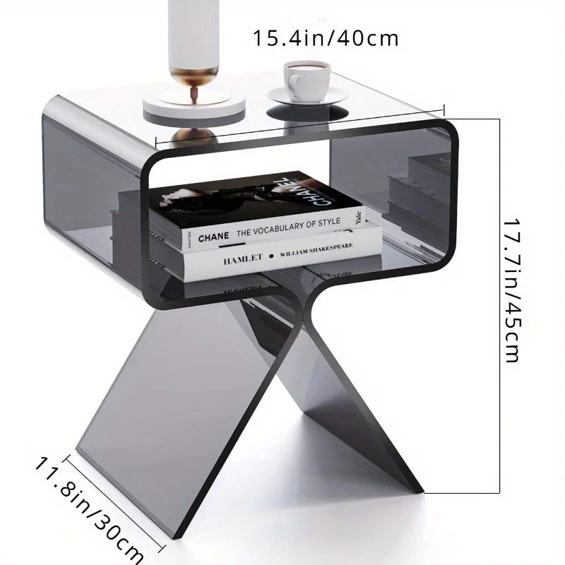 modern transparent acrylic bedside table creative side table, small narrow end table 2
