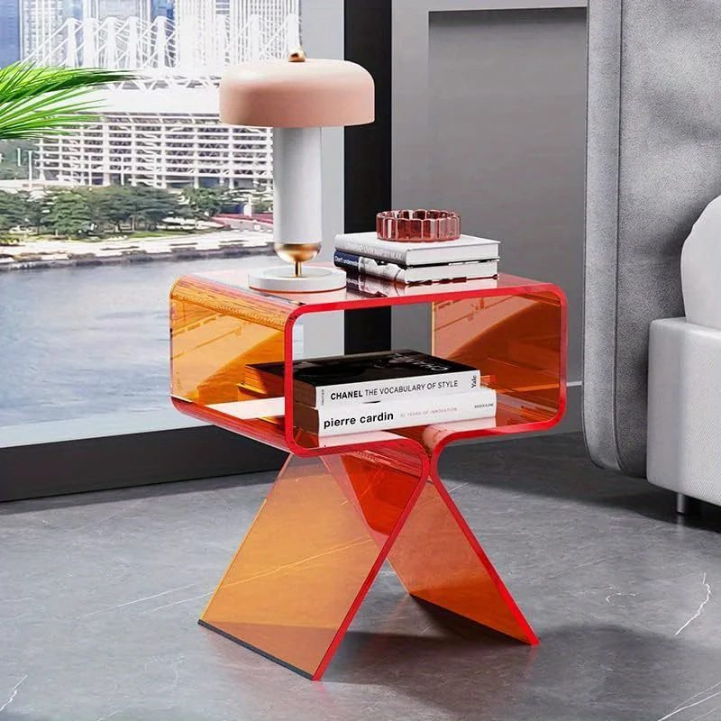 modern transparent acrylic bedside table creative side table, small narrow end table 4