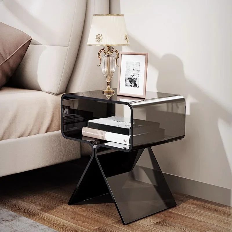 modern transparent acrylic bedside table creative side table, small narrow end table 8
