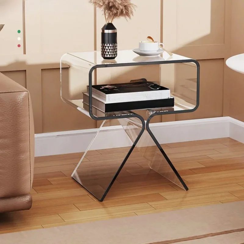 modern transparent acrylic bedside table creative side table, small narrow end table 10