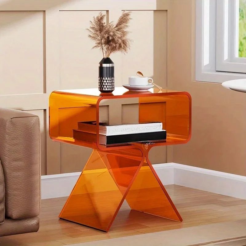 modern transparent acrylic bedside table creative side table, small narrow end table 11