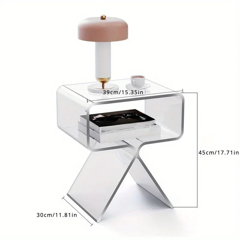 modern transparent acrylic bedside table creative side table, small narrow end table 12