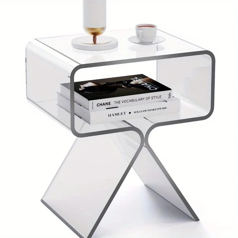 modern transparent acrylic bedside table creative side table, small narrow end table 17
